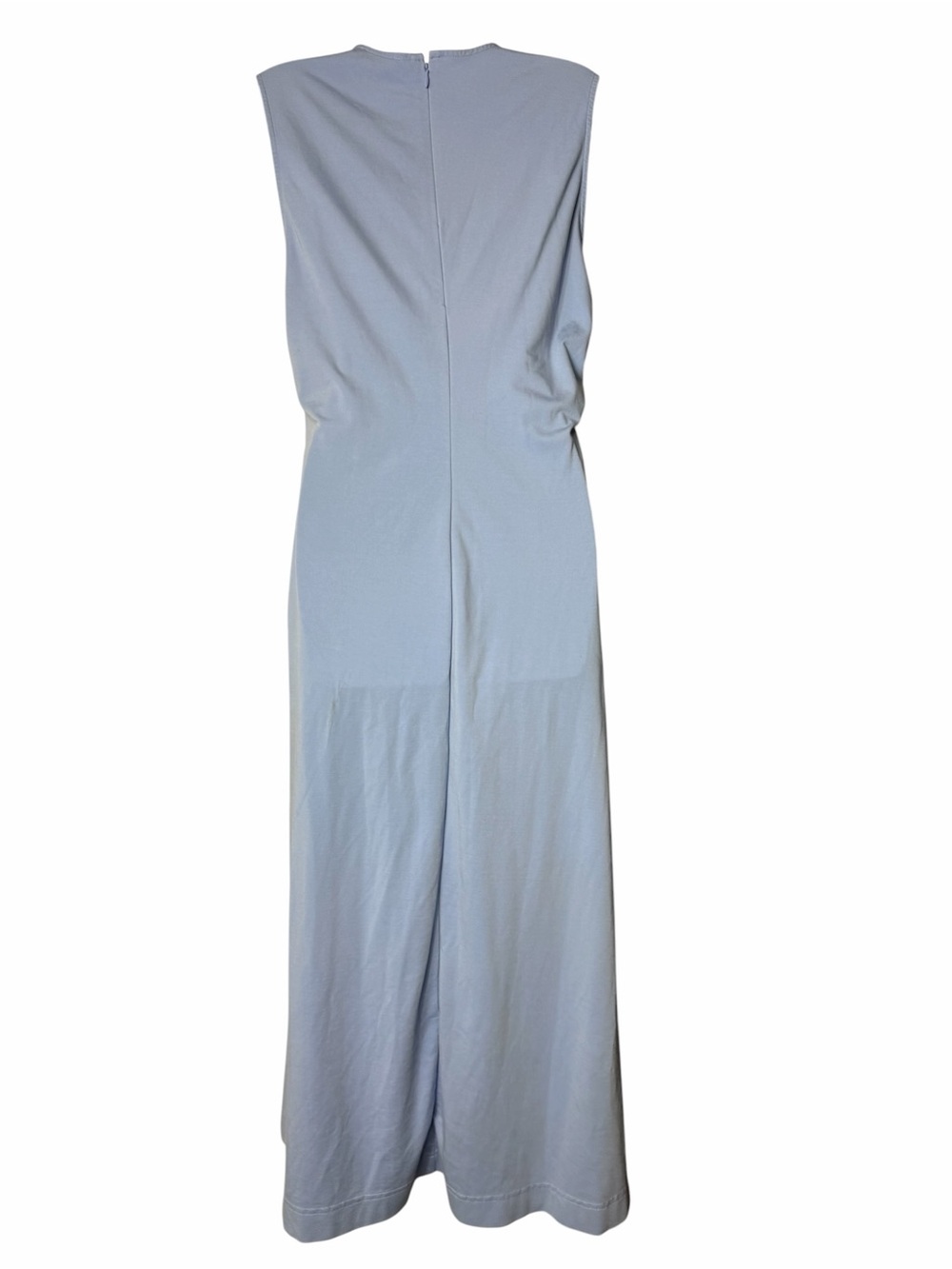 COS Midi Jersey Cinch Waist Gathered Dress Size Large Minimalist Blue Sleeveless - Picture 3 of 9